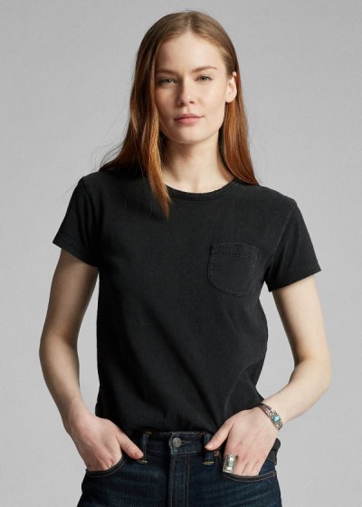 Playeras Ralph Lauren Mujer Negros / Blancos - Cotton Pocket - NUIVM5438